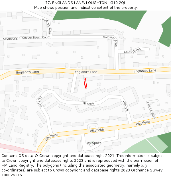 77, ENGLANDS LANE, LOUGHTON, IG10 2QL: Location map and indicative extent of plot
