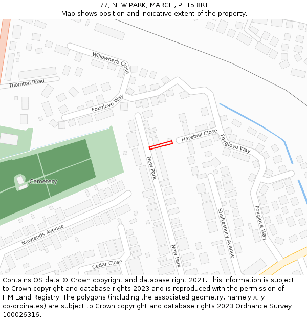 77, NEW PARK, MARCH, PE15 8RT: Location map and indicative extent of plot