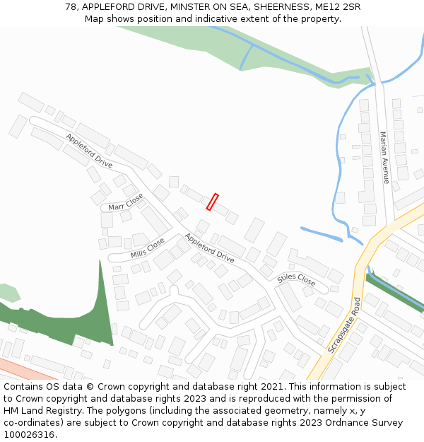 78, APPLEFORD DRIVE, MINSTER ON SEA, SHEERNESS, ME12 2SR: Location map and indicative extent of plot