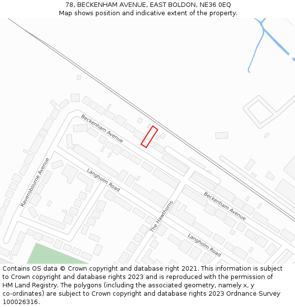 78, BECKENHAM AVENUE, EAST BOLDON, NE36 0EQ: Location map and indicative extent of plot