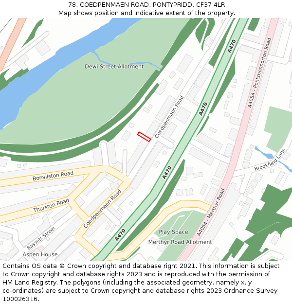 78, COEDPENMAEN ROAD, PONTYPRIDD, CF37 4LR: Location map and indicative extent of plot