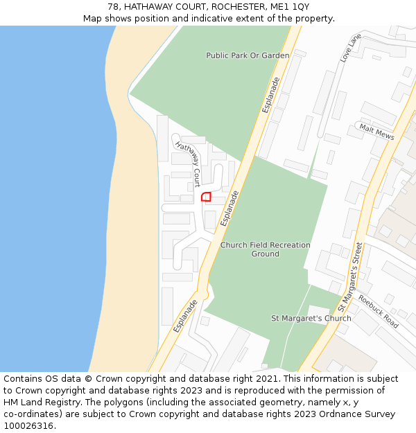 78, HATHAWAY COURT, ROCHESTER, ME1 1QY: Location map and indicative extent of plot