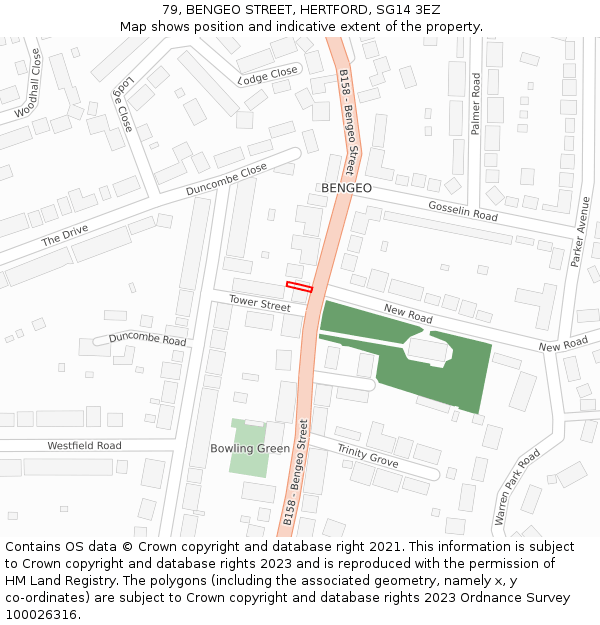 79, BENGEO STREET, HERTFORD, SG14 3EZ: Location map and indicative extent of plot