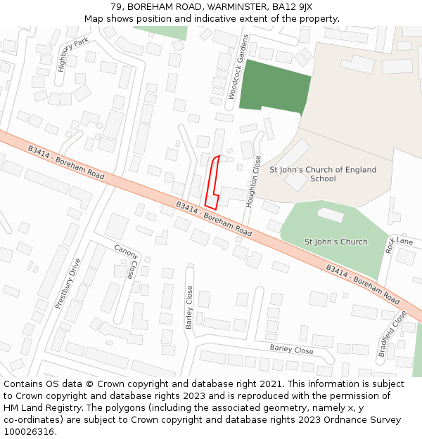 79, BOREHAM ROAD, WARMINSTER, BA12 9JX: Location map and indicative extent of plot