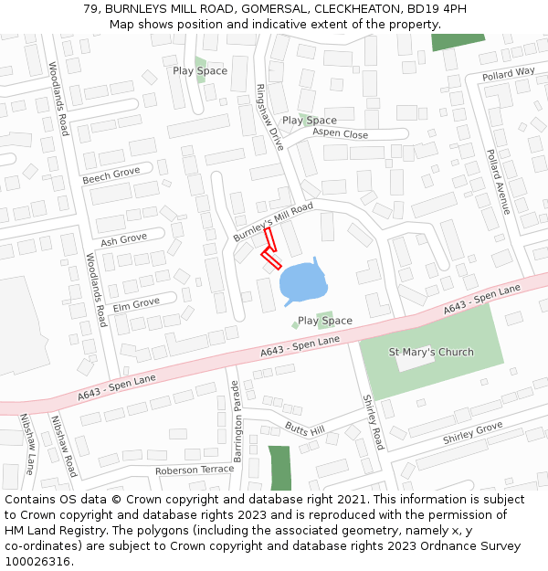 79, BURNLEYS MILL ROAD, GOMERSAL, CLECKHEATON, BD19 4PH: Location map and indicative extent of plot