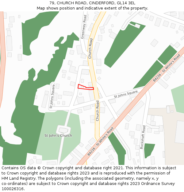 79, CHURCH ROAD, CINDERFORD, GL14 3EL: Location map and indicative extent of plot