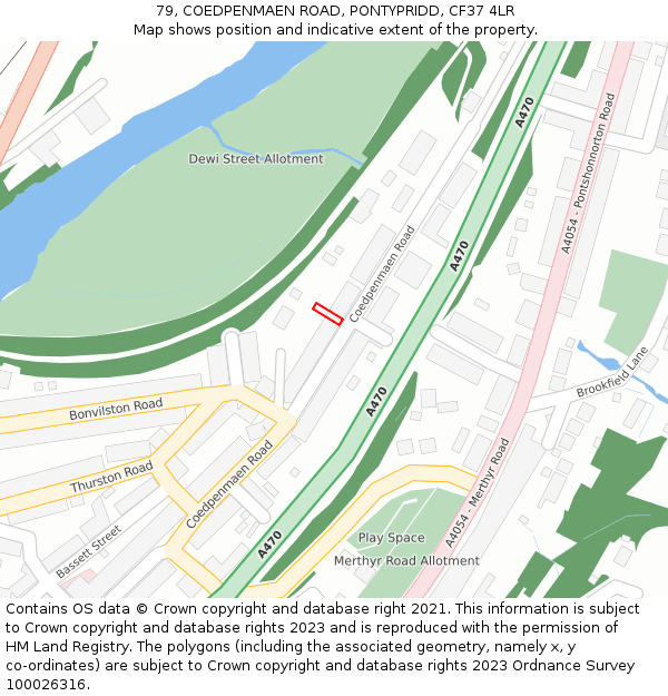 79, COEDPENMAEN ROAD, PONTYPRIDD, CF37 4LR: Location map and indicative extent of plot