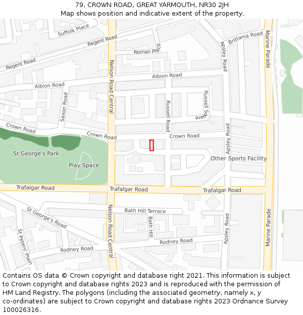 79, CROWN ROAD, GREAT YARMOUTH, NR30 2JH: Location map and indicative extent of plot