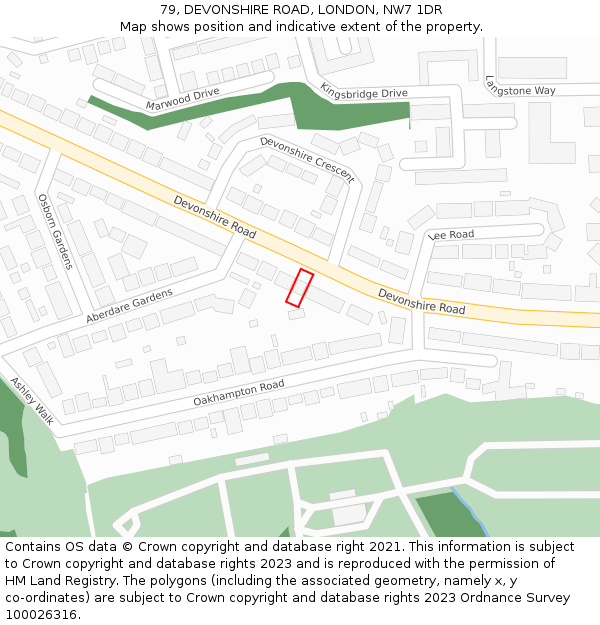 79, DEVONSHIRE ROAD, LONDON, NW7 1DR: Location map and indicative extent of plot