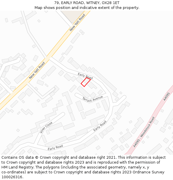 79, EARLY ROAD, WITNEY, OX28 1ET: Location map and indicative extent of plot
