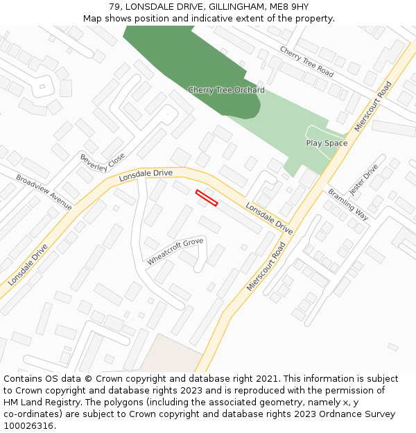 79, LONSDALE DRIVE, GILLINGHAM, ME8 9HY: Location map and indicative extent of plot