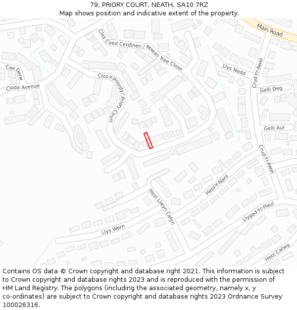79, PRIORY COURT, NEATH, SA10 7RZ: Location map and indicative extent of plot