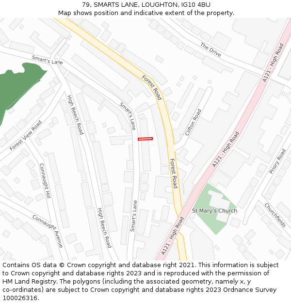 79, SMARTS LANE, LOUGHTON, IG10 4BU: Location map and indicative extent of plot
