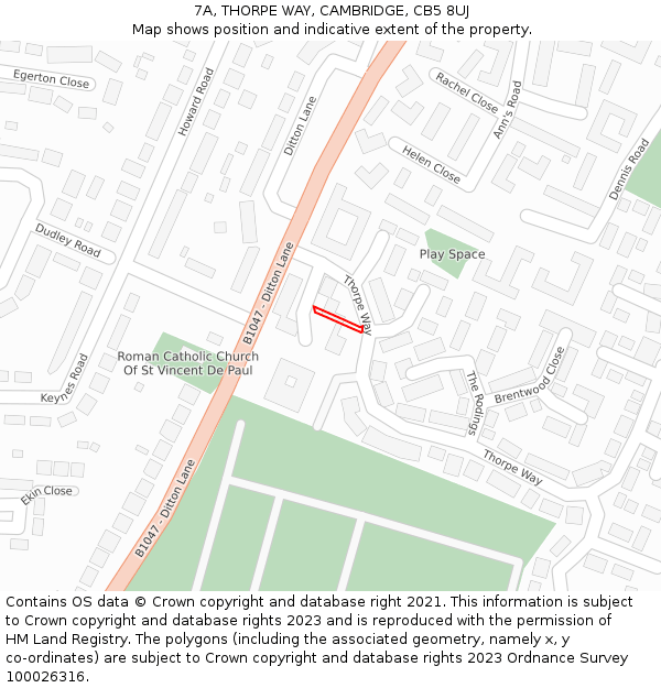 7A, THORPE WAY, CAMBRIDGE, CB5 8UJ: Location map and indicative extent of plot
