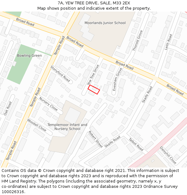 7A, YEW TREE DRIVE, SALE, M33 2EX: Location map and indicative extent of plot