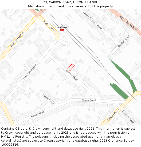 7B, CAPRON ROAD, LUTON, LU4 9BU: Location map and indicative extent of plot