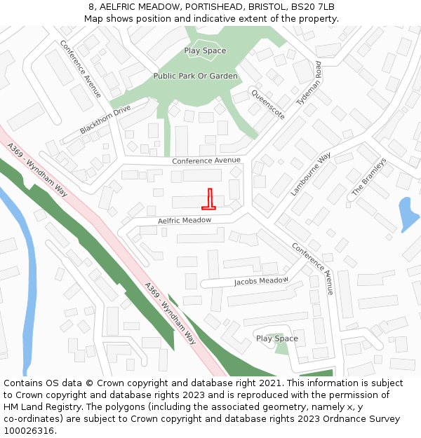 8, AELFRIC MEADOW, PORTISHEAD, BRISTOL, BS20 7LB: Location map and indicative extent of plot