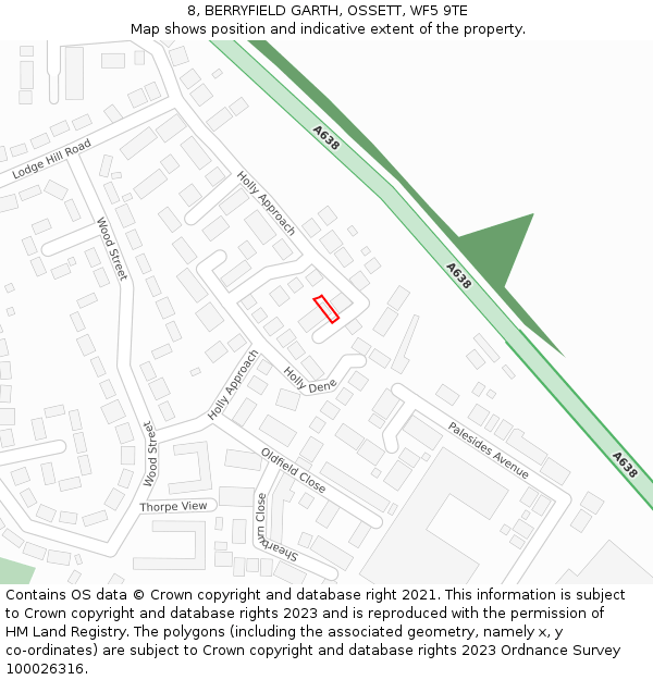 8, BERRYFIELD GARTH, OSSETT, WF5 9TE: Location map and indicative extent of plot