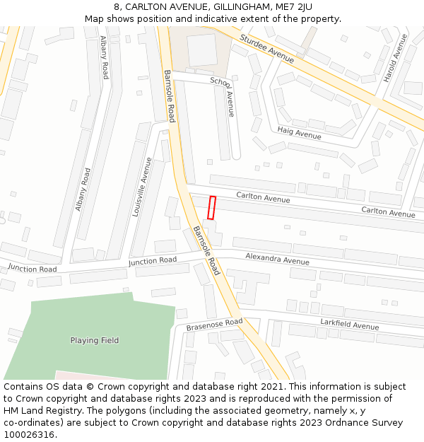 8, CARLTON AVENUE, GILLINGHAM, ME7 2JU: Location map and indicative extent of plot