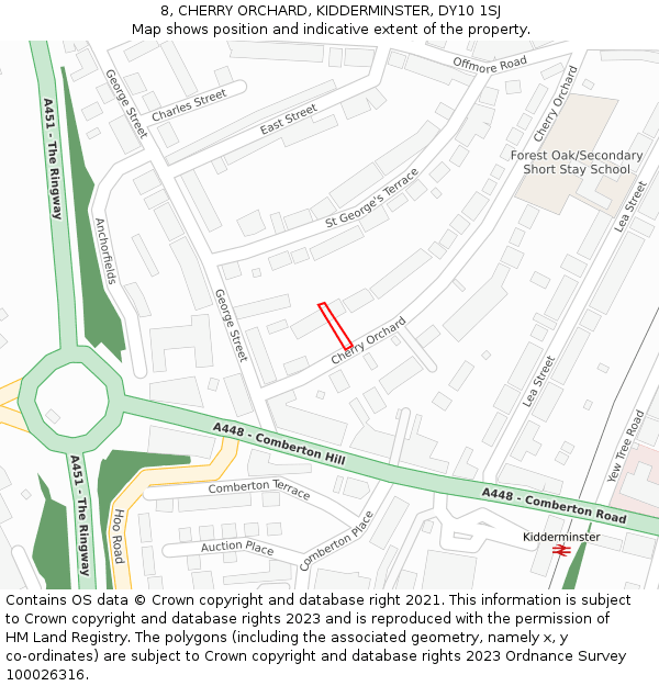 8, CHERRY ORCHARD, KIDDERMINSTER, DY10 1SJ: Location map and indicative extent of plot