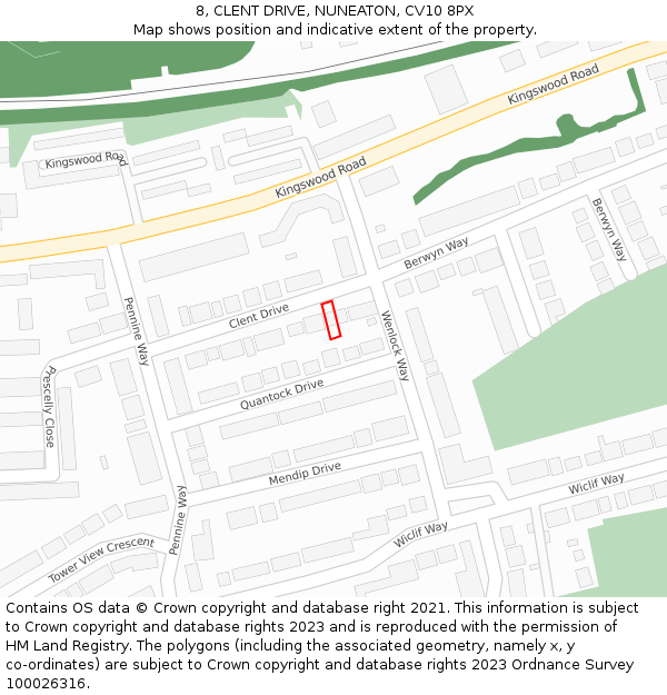 8, CLENT DRIVE, NUNEATON, CV10 8PX: Location map and indicative extent of plot