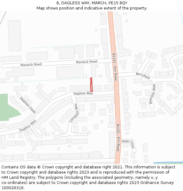 8, DAGLESS WAY, MARCH, PE15 8QY: Location map and indicative extent of plot