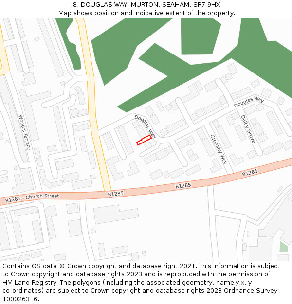 8, DOUGLAS WAY, MURTON, SEAHAM, SR7 9HX: Location map and indicative extent of plot