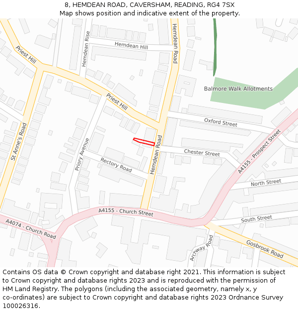 8, HEMDEAN ROAD, CAVERSHAM, READING, RG4 7SX: Location map and indicative extent of plot