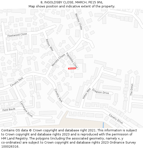 8, INGOLDSBY CLOSE, MARCH, PE15 9NL: Location map and indicative extent of plot