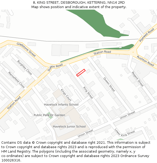 8, KING STREET, DESBOROUGH, KETTERING, NN14 2RD: Location map and indicative extent of plot