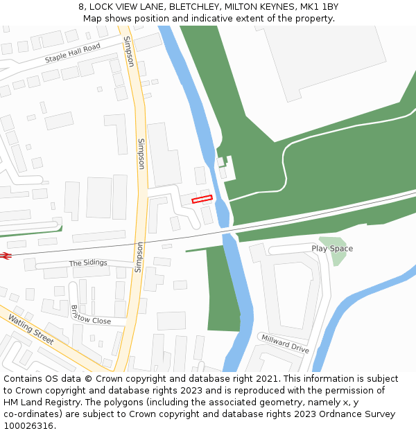 8, LOCK VIEW LANE, BLETCHLEY, MILTON KEYNES, MK1 1BY: Location map and indicative extent of plot