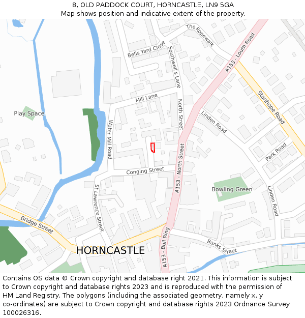 8, OLD PADDOCK COURT, HORNCASTLE, LN9 5GA: Location map and indicative extent of plot