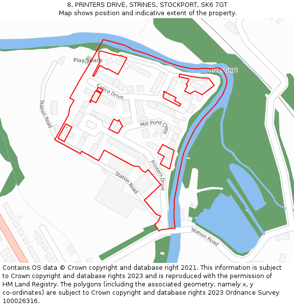 8, PRINTERS DRIVE, STRINES, STOCKPORT, SK6 7GT: Location map and indicative extent of plot
