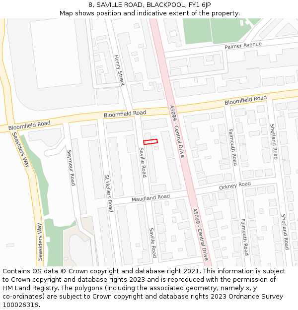 8, SAVILLE ROAD, BLACKPOOL, FY1 6JP: Location map and indicative extent of plot