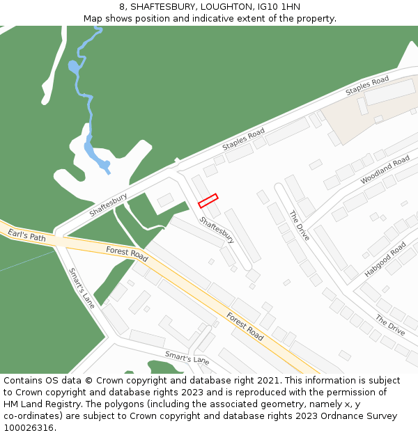 8, SHAFTESBURY, LOUGHTON, IG10 1HN: Location map and indicative extent of plot