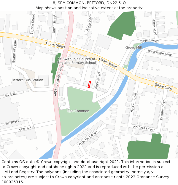 8, SPA COMMON, RETFORD, DN22 6LQ: Location map and indicative extent of plot