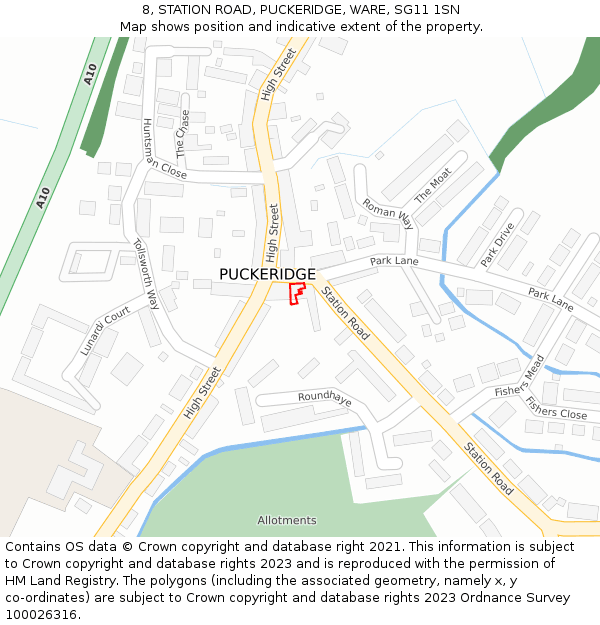 8, STATION ROAD, PUCKERIDGE, WARE, SG11 1SN: Location map and indicative extent of plot