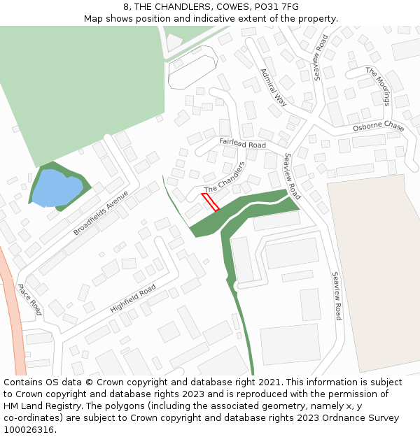 8, THE CHANDLERS, COWES, PO31 7FG: Location map and indicative extent of plot