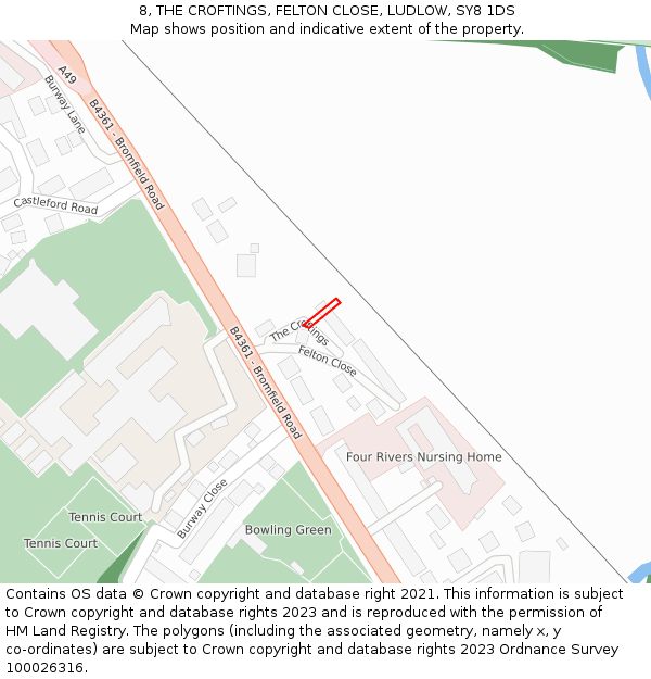 8, THE CROFTINGS, FELTON CLOSE, LUDLOW, SY8 1DS: Location map and indicative extent of plot