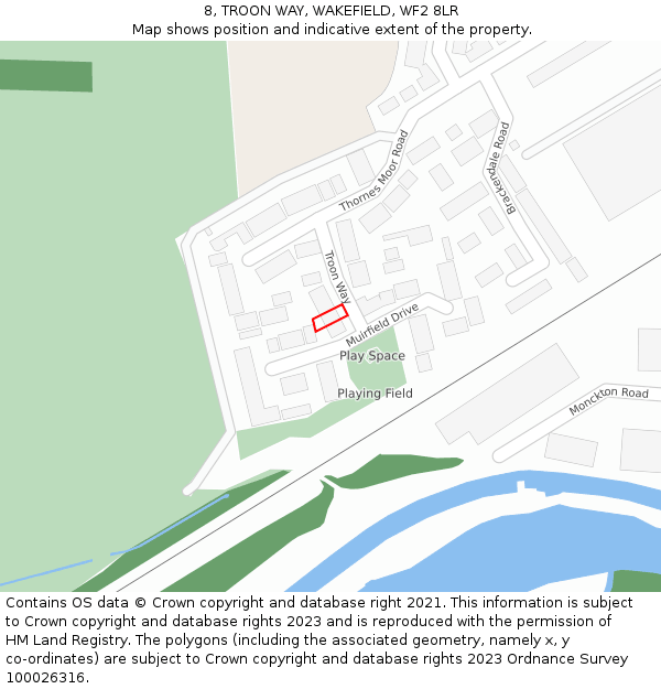 8, TROON WAY, WAKEFIELD, WF2 8LR: Location map and indicative extent of plot