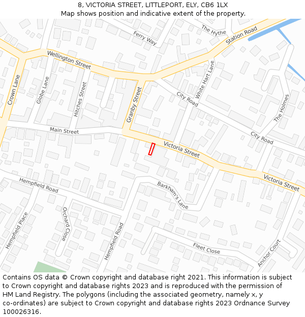8, VICTORIA STREET, LITTLEPORT, ELY, CB6 1LX: Location map and indicative extent of plot