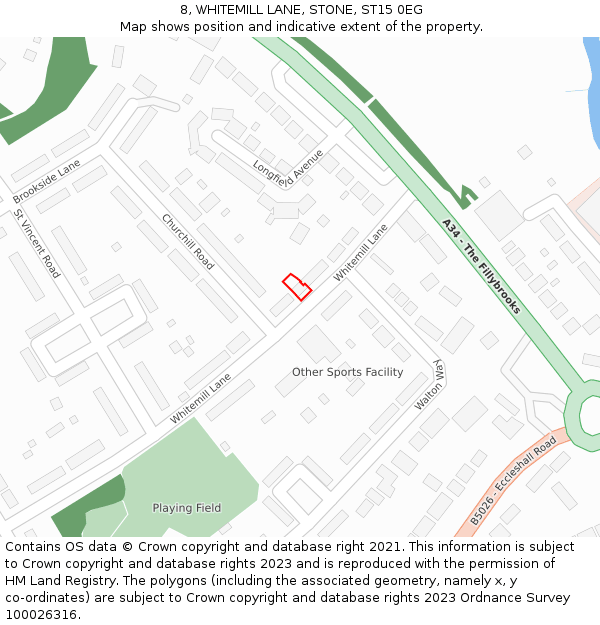 8, WHITEMILL LANE, STONE, ST15 0EG: Location map and indicative extent of plot