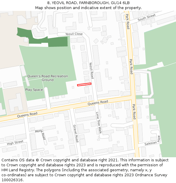 8, YEOVIL ROAD, FARNBOROUGH, GU14 6LB: Location map and indicative extent of plot