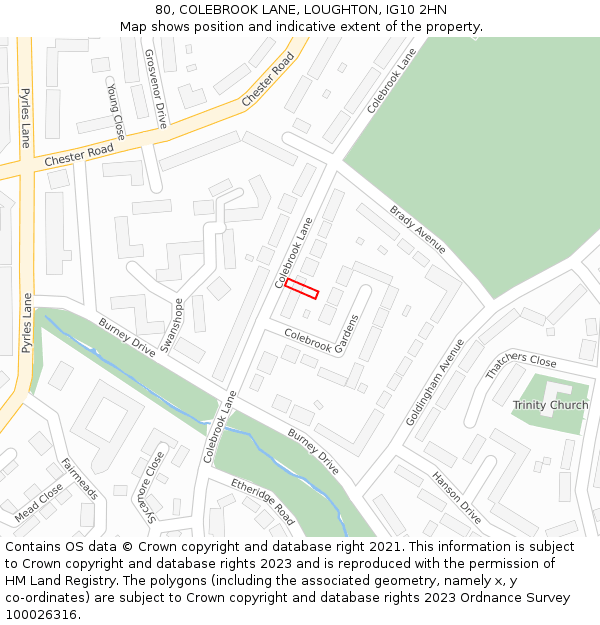 80, COLEBROOK LANE, LOUGHTON, IG10 2HN: Location map and indicative extent of plot