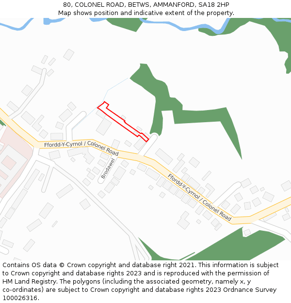 80, COLONEL ROAD, BETWS, AMMANFORD, SA18 2HP: Location map and indicative extent of plot