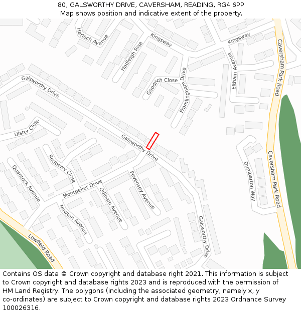 80, GALSWORTHY DRIVE, CAVERSHAM, READING, RG4 6PP: Location map and indicative extent of plot