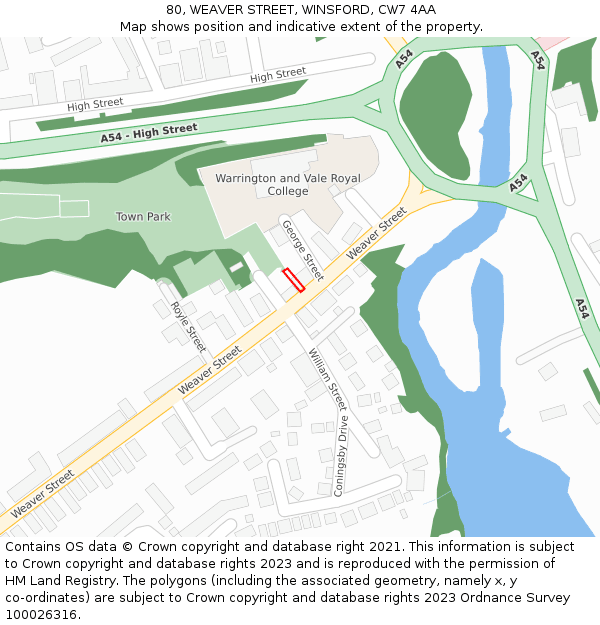 80, WEAVER STREET, WINSFORD, CW7 4AA: Location map and indicative extent of plot