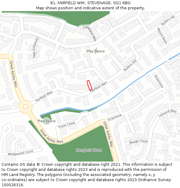 81, FAIRFIELD WAY, STEVENAGE, SG1 6BG: Location map and indicative extent of plot
