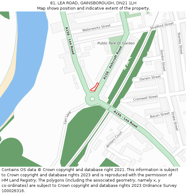 81, LEA ROAD, GAINSBOROUGH, DN21 1LH: Location map and indicative extent of plot
