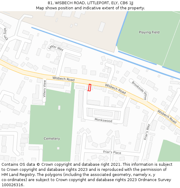 81, WISBECH ROAD, LITTLEPORT, ELY, CB6 1JJ: Location map and indicative extent of plot
